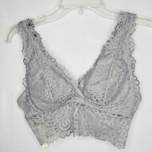Lucky Brand Sz Small Lot of 2 Lace Bralettes Gray / Dark Teal Wireless Pullover - Picture 7 of 12